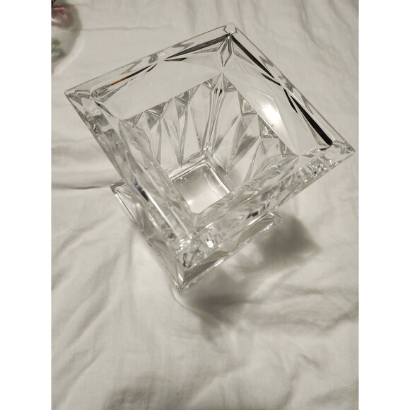 Party Lite Quad Prism Pedestal Crystal Lead Candle Holder Vintage - Picture 2 of 4